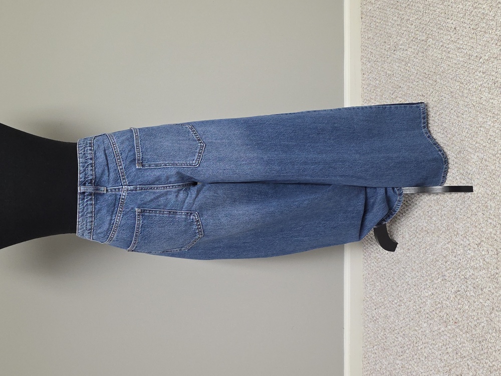 PRIMARK Wide Leg Mid Rise Jeans Two Tone Denim Side Stripe - Picture 7 of 16